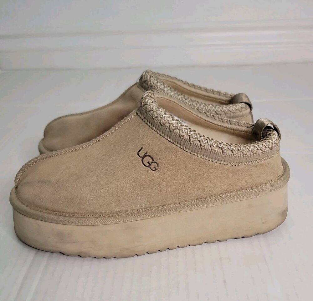 UGG Tazz Driftwood Platform womens SZ 11 Shoes 1122553 Slippers Suede